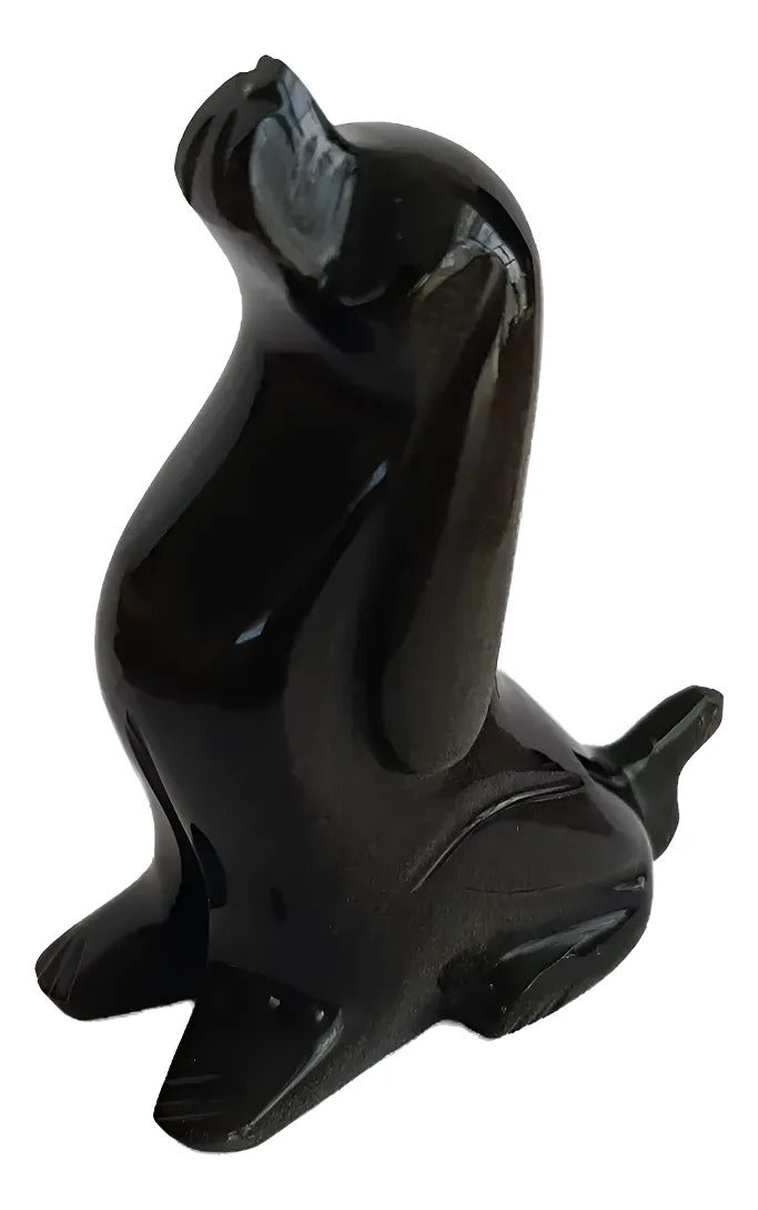 Figura Perro Obsidiana Dorada 9 Cm Artesanal Protección