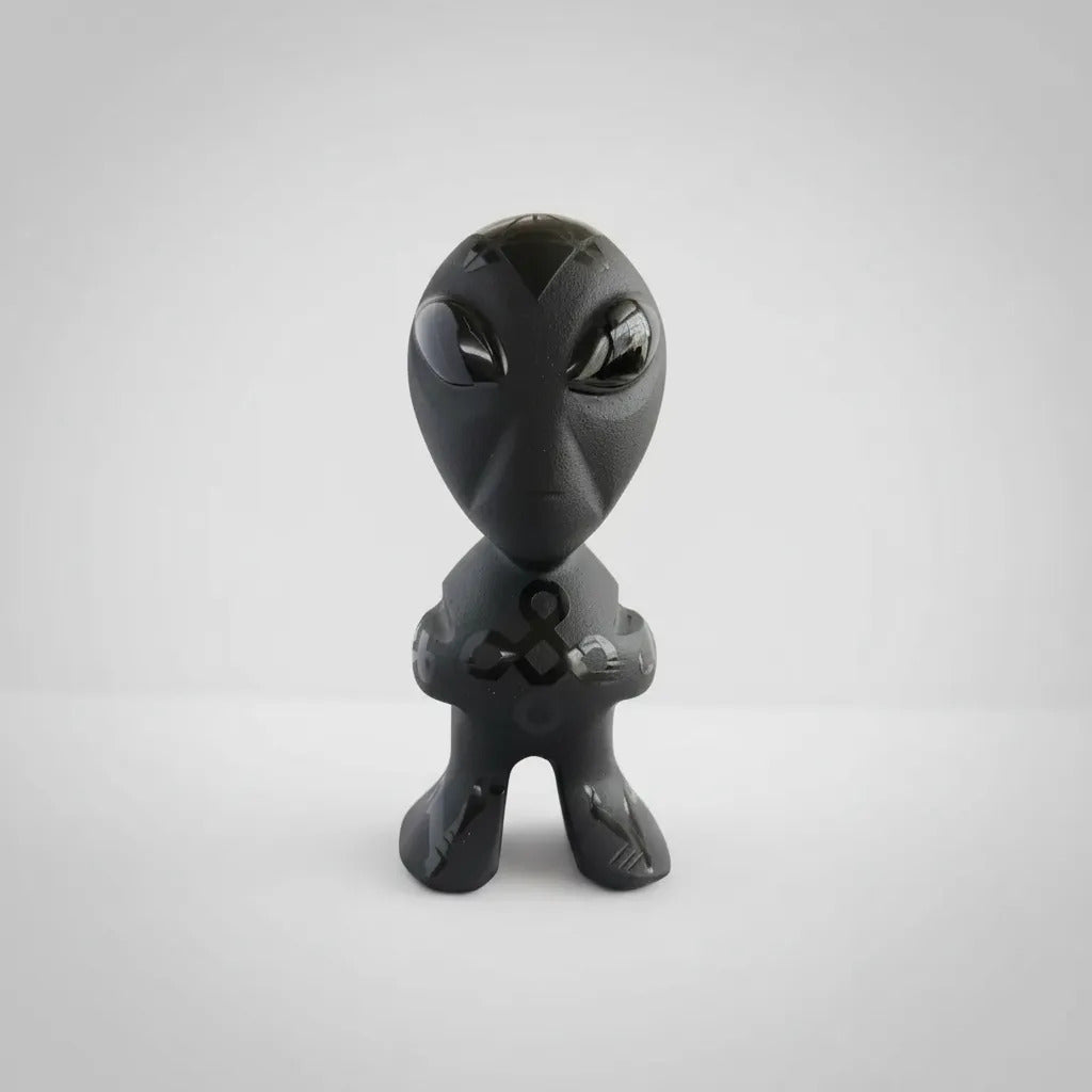 Figura Alien Obsidiana Negra Grabado Artesanal Protección Grabado 3